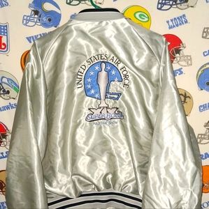 Vintage Vtg 1984 Super Bowl XIX Halftime Show US Navy Tops In Blue Satin Jacket